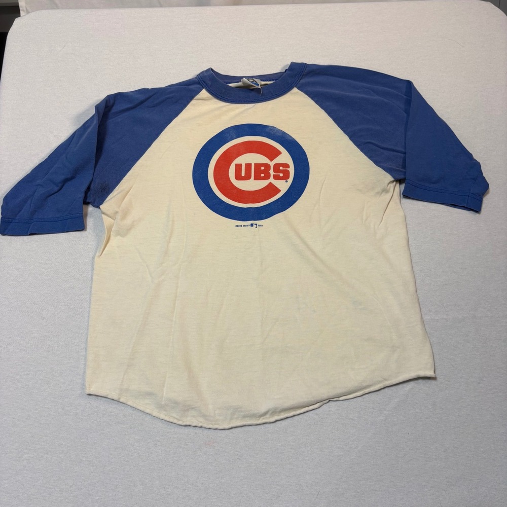 Alstyle, Chicago Cubs Y@K Raglan Tee, Blue/Cream, Youth L, Fair, MSRP $25